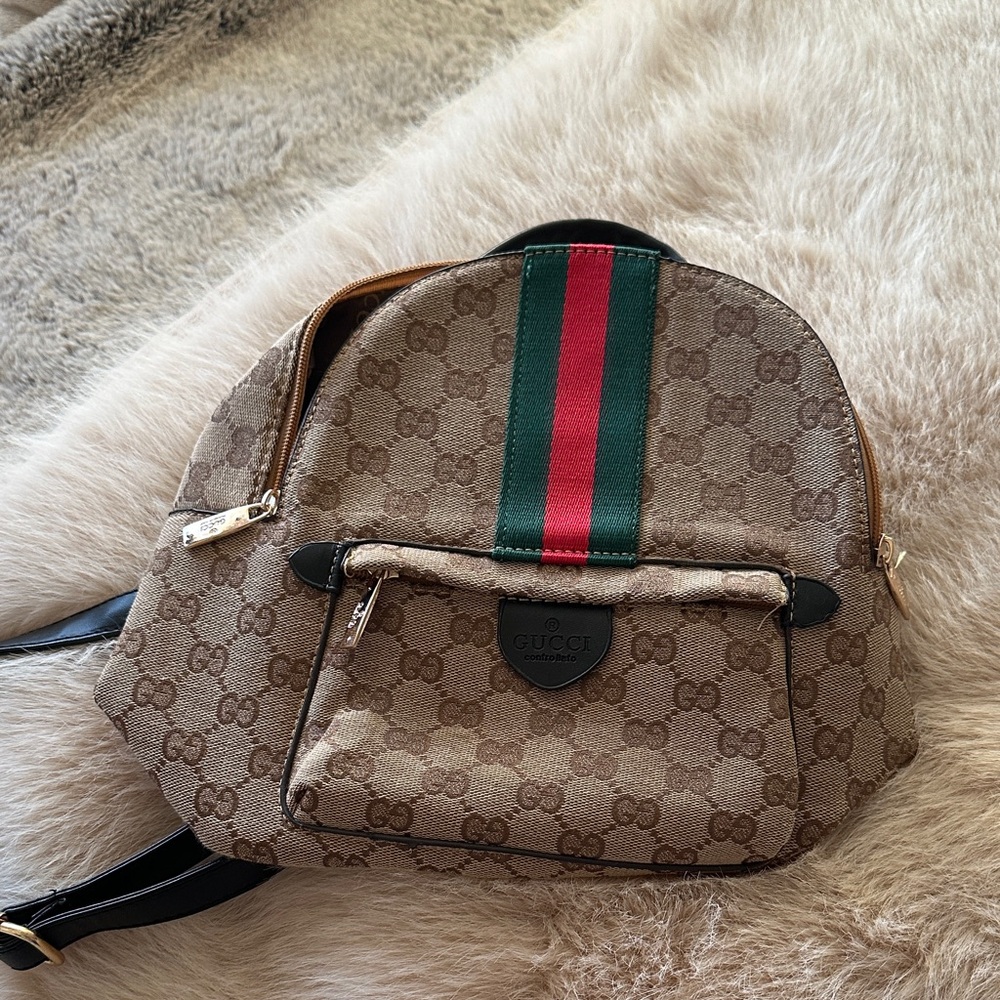 Brown and Green Backpack
